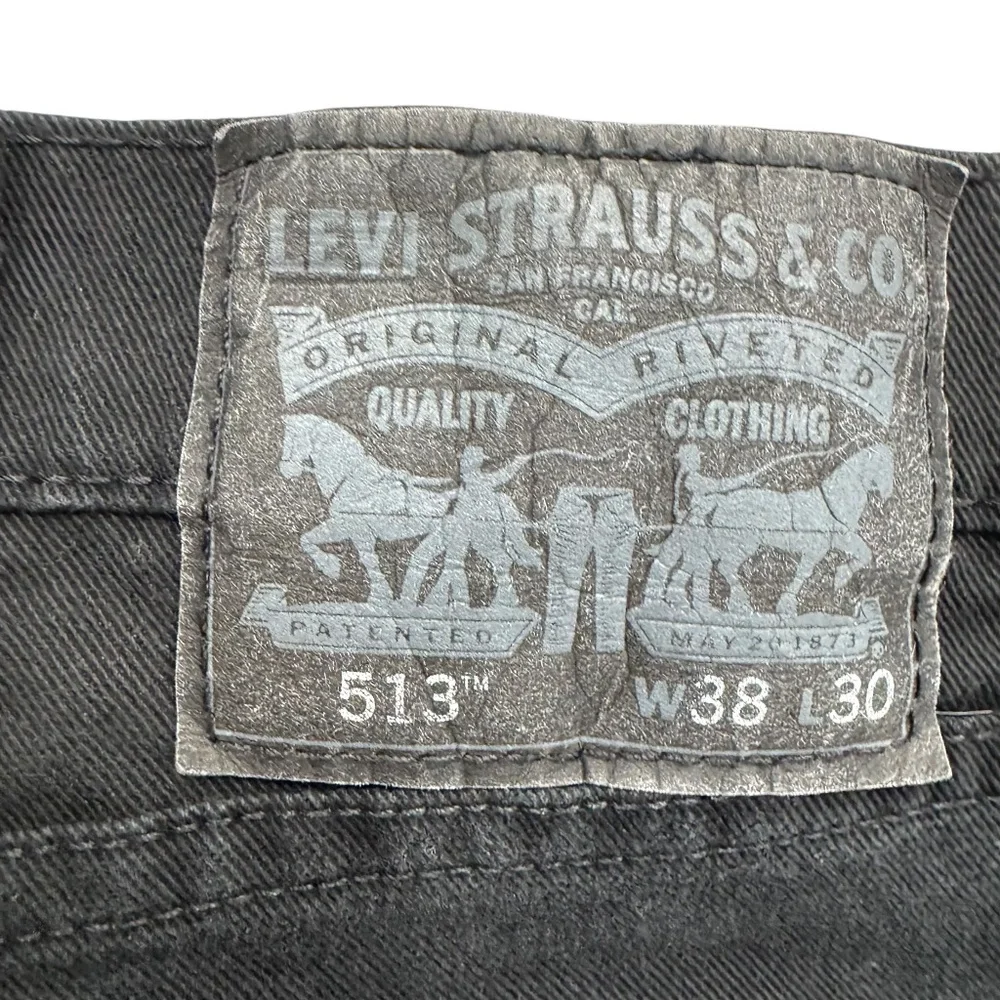 LEVI'S 513 BLACK SLIM STRAIGHT STRETCH JEANS 38X30